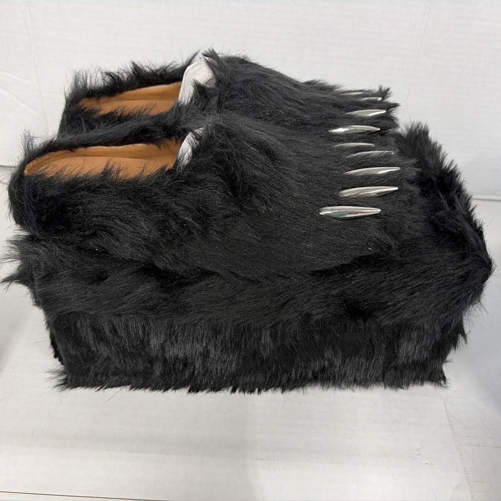Bravest Studios Bear Claw Mules Black Fur Steel Claws Slip-on Shoes Men's 10 NEW